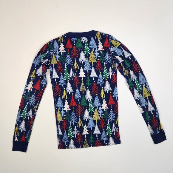 Hanna Andersson Christmas Twinkly Trees on Navy Long Sleeve Pajama Shirt sz 12 - Picture 3 of 7